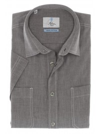 СІРА НАПІВПРИТАЛЕНА СОРОЧКА CASUAL ASTRON MIDDLE FIT НА КОРОТКИЙ РУКАВ