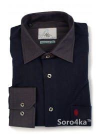 Сорочка поло Slim Fit Astron синя на довгий рукав