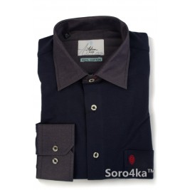 Сорочка поло Slim Fit Astron синя на довгий рукав