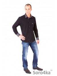 ЧЕРНАЯ РУБАШКА ПОЛО SLIM FIT ASTRON BLACK CASUAL TEXTIL