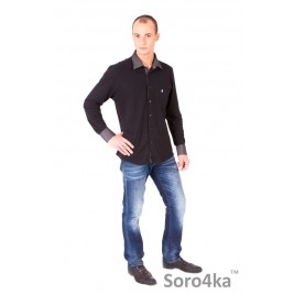 ЧЕРНАЯ РУБАШКА ПОЛО SLIM FIT ASTRON BLACK CASUAL TEXTIL