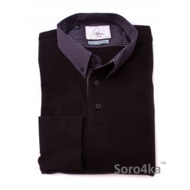 Чорна сорочка поло Slim Astron Black Casual Simple Textil Чорна сорочка поло Slim Astron Black Casual Simple Textil