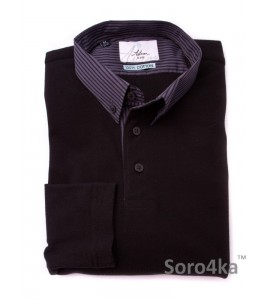 ЧЕРНАЯ РУБАШКА ПОЛО SLIM ASTRON BLACK CASUAL SIMPLE TEXTIL