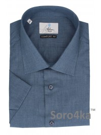 БОЛЬШАЯ СИНЯЯ РУБАШКА С КОРОТКИМ РУКАВОМ MIDDLE FIT ASTRON BLUE NARROW