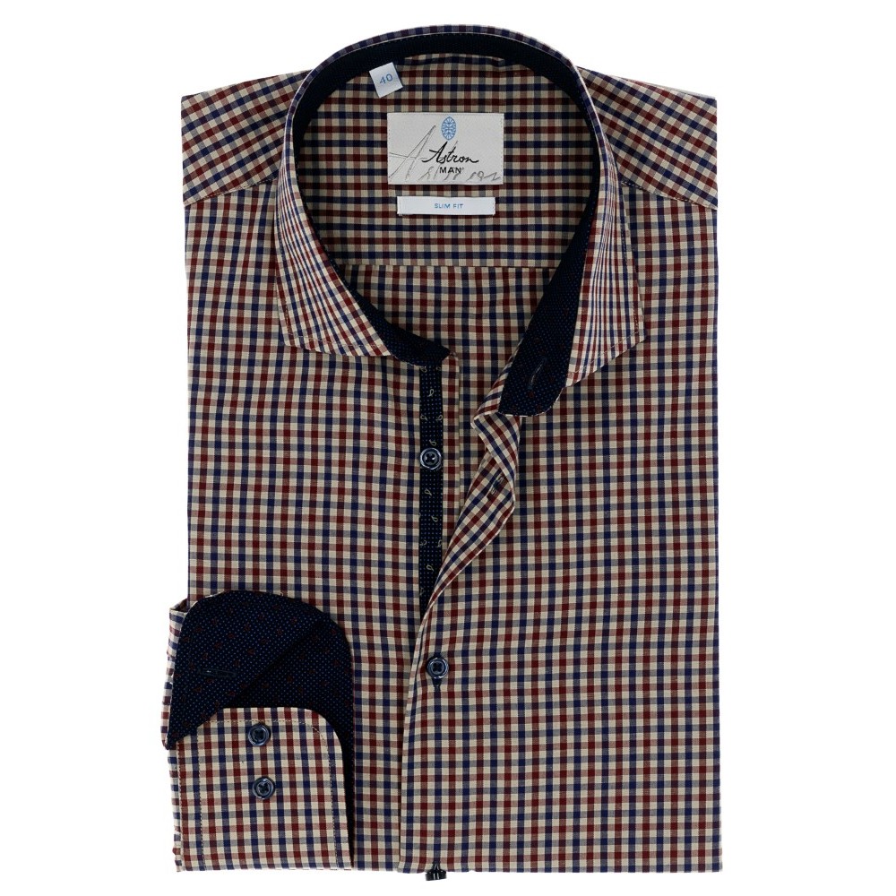 СТИЛЬНА СОРОЧКА В КЛАСИЧНУ ЧЕРВОНУ КЛІТИНКУ SLIM FIT ASTRON