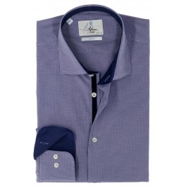 ПРИТАЛЕНА СОРОЧКА В ДРІБНУ СИНЮ КЛІТИНКУ SLIM FIT ASTRON