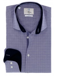 БЛАКИТНА ПРИТАЛЕНА СОРОЧКА В РИСУНОК SLIM FIT ASTRON