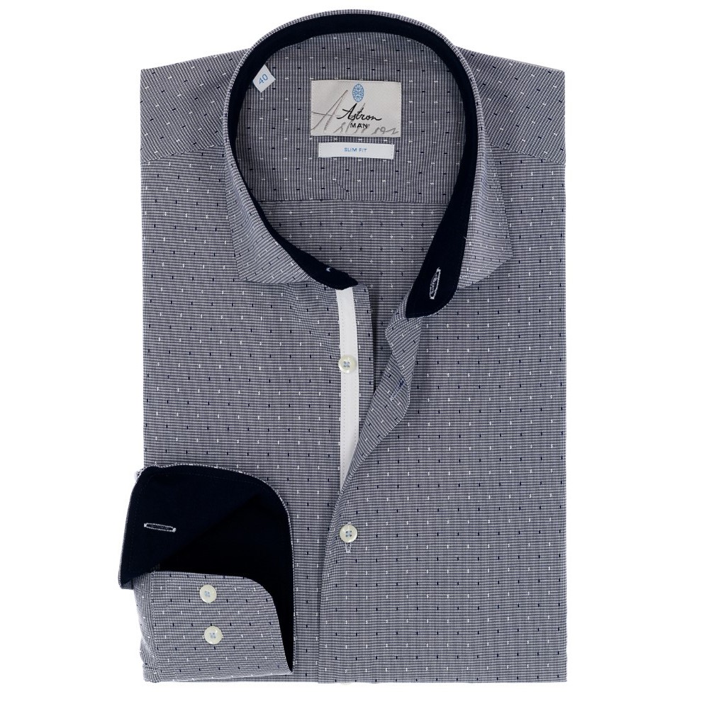 СІРА ПРИТАЛЕНА СОРОЧКА В РИСУНОК SLIM FIT ASTRON