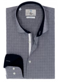 СІРА ПРИТАЛЕНА СОРОЧКА В РИСУНОК SLIM FIT ASTRON
