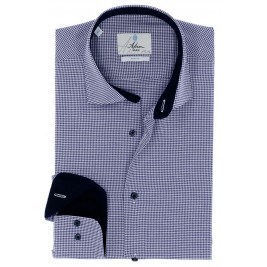 СИНЯЯ ПРИТАЛЕННАЯ РУБАШКА В РИСУНОК SLIM FIT ASTRON