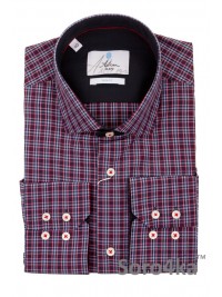 БЛАКИТНА СОРОЧКА В ЧЕРВОНУ КЛІТИНКУ SLIM FIT ASTRON