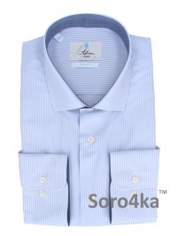НАПІВПРИТАЛЕНА СОРОЧКА В БЛАКИТНУ І БІЛУ СМУЖКУ Middle fit ASTRON