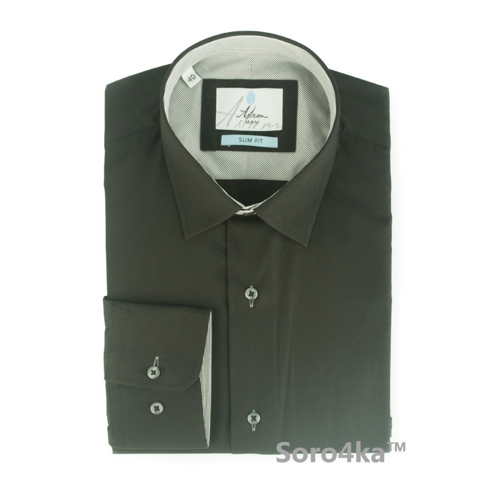 Стильна чорна сорочка Slim fit Astron