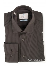 Чорна сорочка в смужку Slim fit Astron