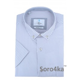 БІЛА СОРОЧКА MIDDLE FIT ASTRON В СІРУ СМУЖКУ НА КОРОТКИЙ РУКАВ