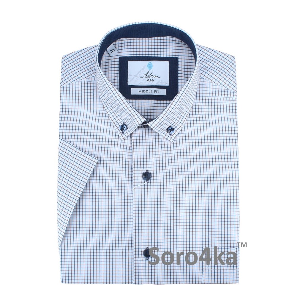 БЕЛАЯ РУБАШКА В МЕЛКУЮ КЛЕТОЧКУ ASTRON MIDDLE FIT