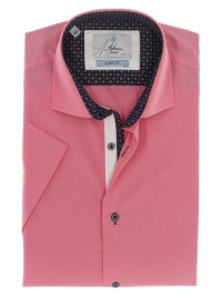СТИЛЬНА ПРИТАЛЕНА РОЖЕВА СОРОЧКА SLIM FIT ASTRON НА КОРОТКИЙ РУКАВ