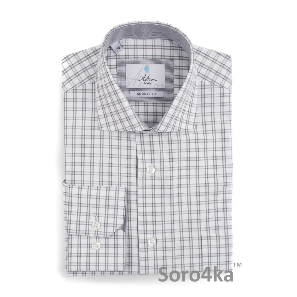 Сорочка сіра в клітинку Middle fit Astron