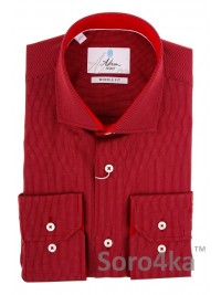 КРАСНАЯ РУБАШКА В МЕЛКУЮ БЕЛУЮ ПОЛОСКУ ASTRON MIDDLE FIT