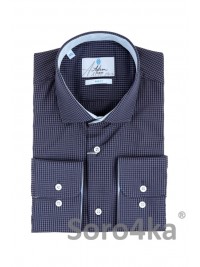 РУБАШКА В МЕЛКУЮ СЕРО-СИНЮЮ КЛЕТОЧКУ SLIM FIT ASTRON