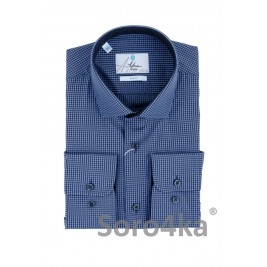 СИНЯЯ РУБАШКА В МЕЛКУЮ КЛЕТОЧКУ SLIM FIT ASTRON