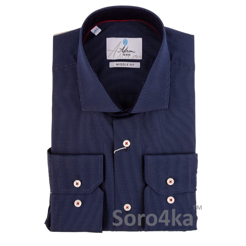 ТЕМНО-СИНЯ СОРОЧКА В ДРІБНУ БІЛУ СМУЖКУ ASTRON MIDDLE FIT