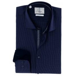 СИНЯЯ ПРИТАЛЕННАЯ РУБАШКА В МЕЛКУЮ ПОЛОСКУ SLIM FIT ASTRON
