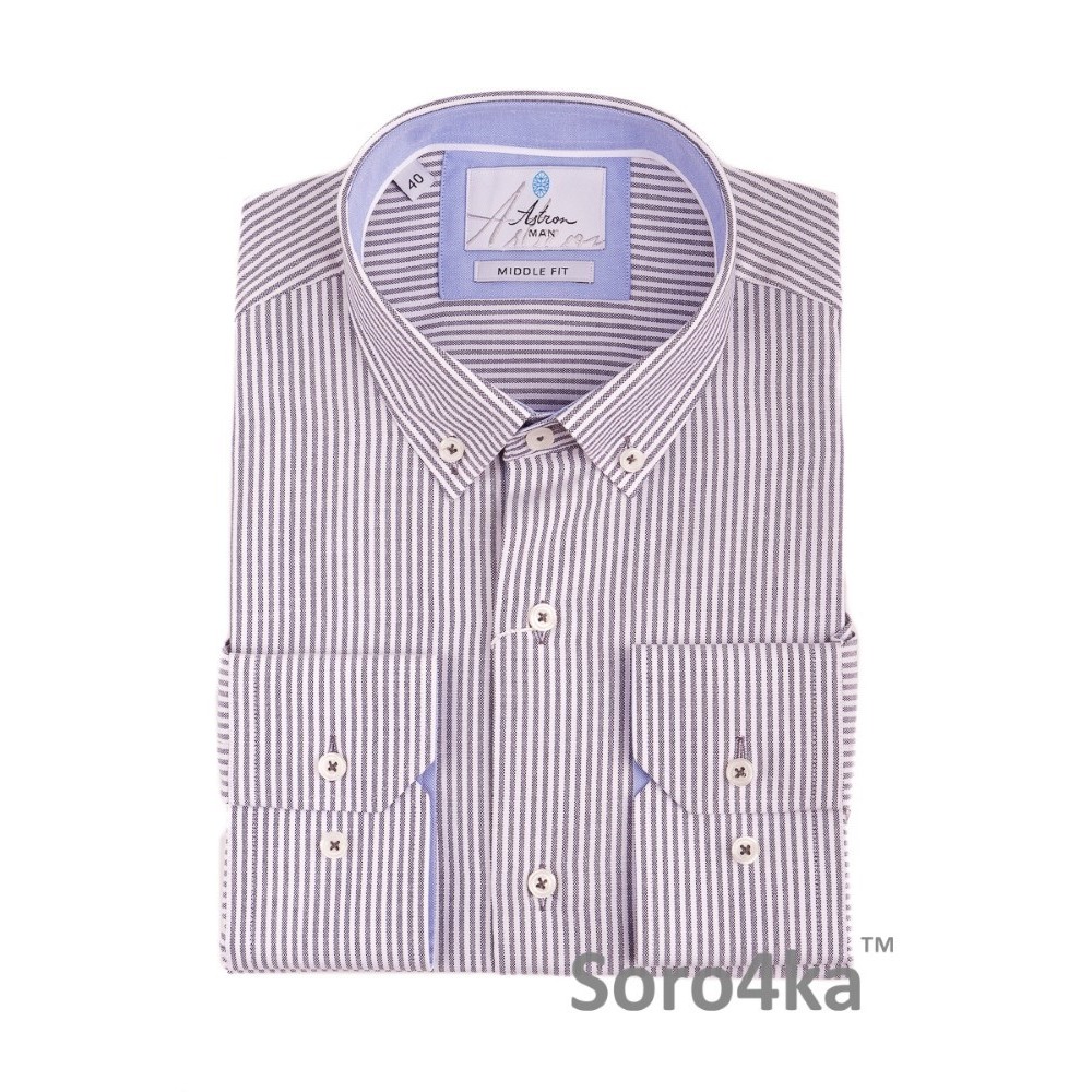 БІЛА СОРОЧКА MIDDLE FIT ASTRON В СІРУ СМУЖКУ