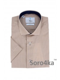 РУБАШКА В КОРИЧНЕВУЮ КЛЕТОЧКУ ASTRON SLIM FIT С КОРОТКИМ РУКАВОМ