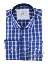 РУБАШКА В КЛАССИЧЕСКУЮ ГОЛУБУЮ КЛЕТОЧКУ SLIM FIT ASTRON