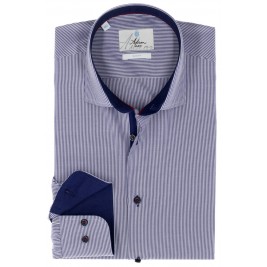 ПРИТАЛЕНА СОРОЧКА В СИНЮ І БІЛУ ДРІБНУ СМУЖКУ SLIM FIT ASTRON