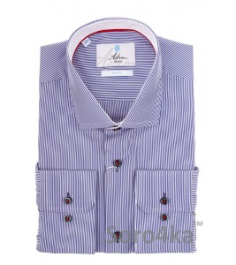 СИНЯЯ ПРИТАЛЕННЫЕ РУБАШКА В ПОЛОСКУ SLIM FIT ASTRON
