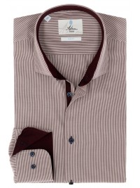 БІЛА ПРИТАЛЕНА СОРОЧКА В ДРІБНУ ЧЕРВОНУ СМУЖКУ SLIM FIT ASTRON
