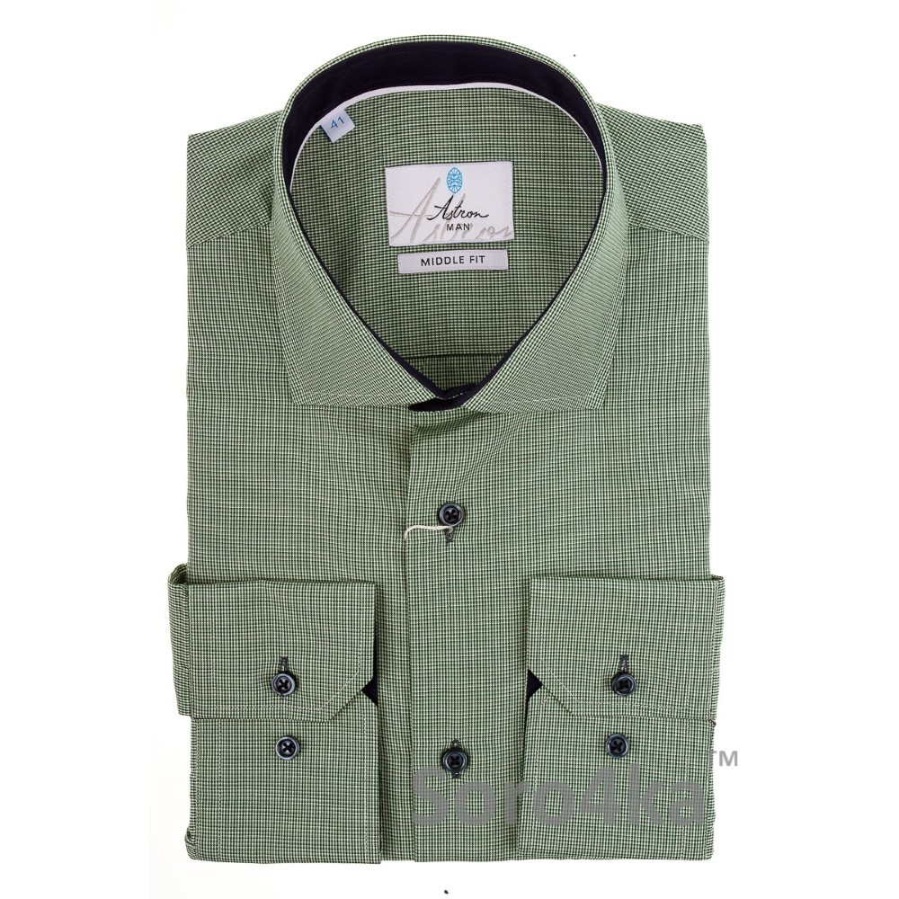 ЗЕЛЕНА СОРОЧКА В ДРІБНУ КЛІТИНКУ ASTRON MIDDLE FIT
