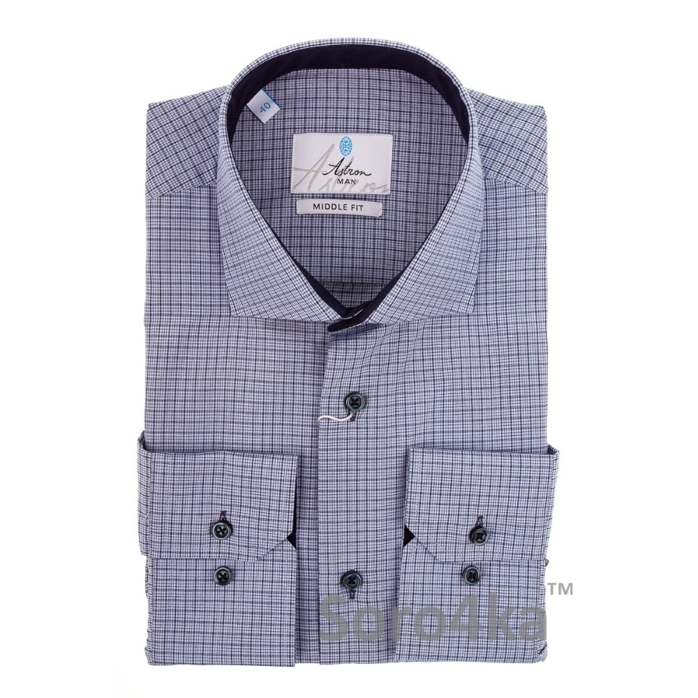 СІРО-БЛАКИТНА СОРОЧКА В КЛІТИНКУ ASTRON MIDDLE FIT