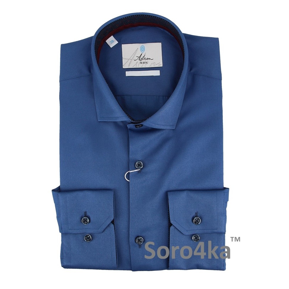 СИНЯЯ ПОЛУПРИТАЛЕННАЯ РУБАШКА MIDDLE FIT ASTRON