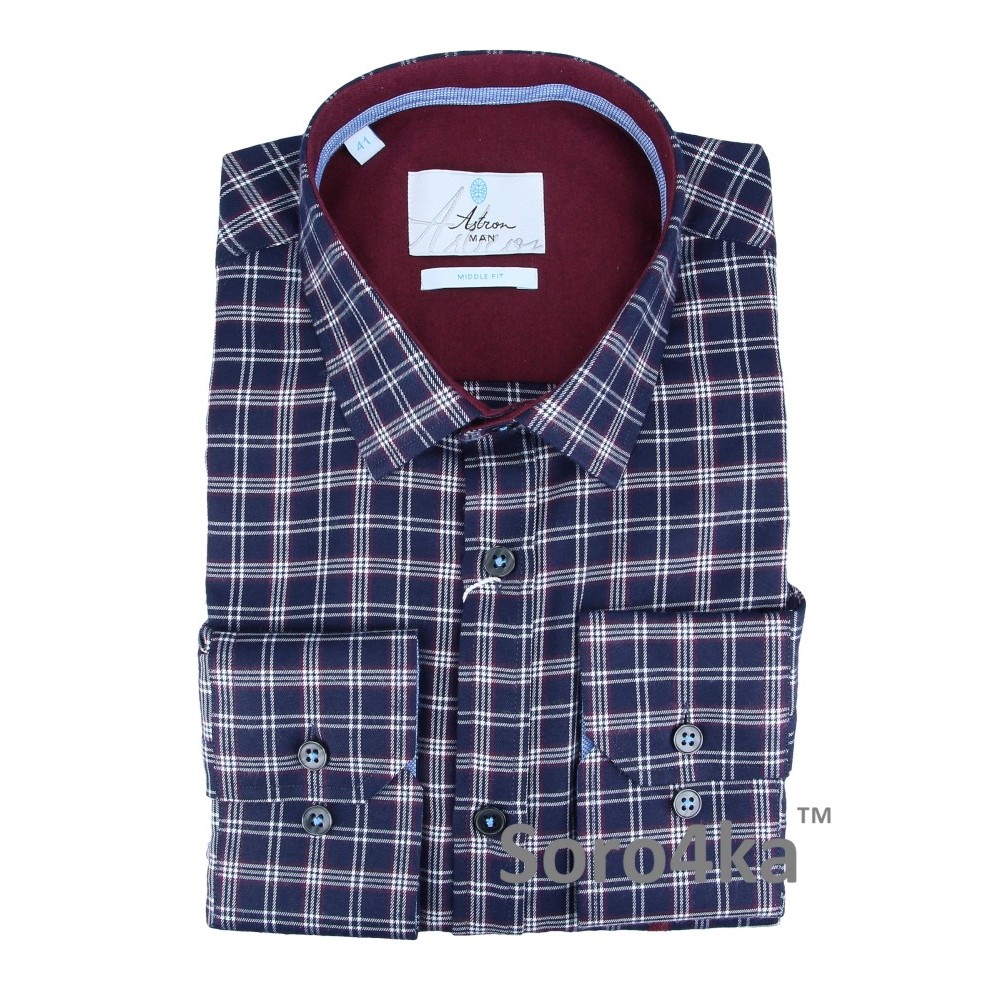 СТИЛЬНА ТЕМНО-СИНЯ СОРОЧКА В КЛІТИНКУ ASTRON MIDDLE FIT FLANNEL