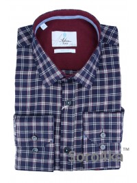 СТИЛЬНАЯ ТЕМНО-СИНЯЯ РУБАШКА В КЛЕТОЧКУ ASTRON MIDDLE FIT FLANNEL