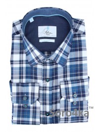 СВІТЛА СОРОЧКА В СИНЮ ВЕЛИКУ КЛІТИНКУ ASTRON MIDDLE FIT FLANNEL