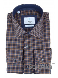 СИНЯЯ РУБАШКА В ОРАНЖЕВУЮ КЛЕТОЧКУ ASTRON MIDDLE FIT FLANNEL
