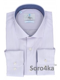 ПРИТАЛЕННАЯ РУБАШКА В МЕЛКУЮ ФИОЛЕТОВУЮ ПОЛОСКУ SLIM FIT ASTRON