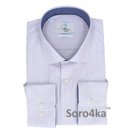 ПРИТАЛЕНА СОРОЧКА В ДРІБНУ ФІОЛЕТОВУ СМУЖКУ SLIM FIT ASTRON