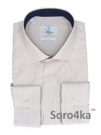 БІЛА СОРОЧКА В ДРІБНУ КОРИЧНЕВУ СМУЖКУ ASTRON MIDDLE FIT
