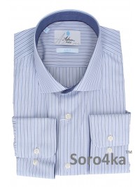 ПРИТАЛЕНА СОРОЧКА В ДРІБНУ БЛАКИТНУ СМУЖКУ SLIM FIT ASTRON