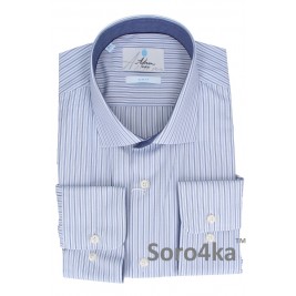 ПРИТАЛЕНА СОРОЧКА В ДРІБНУ БЛАКИТНУ СМУЖКУ SLIM FIT ASTRON