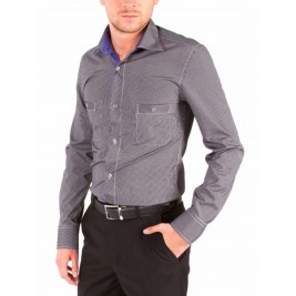 СЕРАЯ РУБАШКА CASUAL ASTRON BLACK & GREY STRIPE