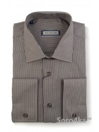 СЕРАЯ РУБАШКА MIDDLE FIT ASTRON BROWN & WHITE LONDON STRIPE