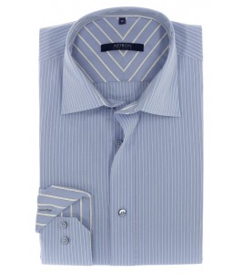 КЛАССИЧЕСКАЯ ГОЛУБАЯ ПРИТАЛЕННЫЕ РУБАШКА В ПОЛОСКУ SLIM FIT ASTRON