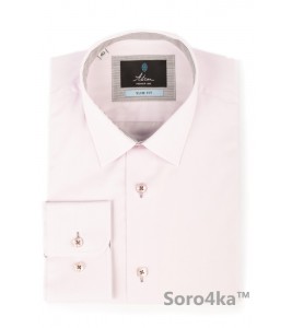 РОЗОВАЯ СТИЛЬНАЯ ПРИТАЛЕННАЯ РУБАШКА SLIM FIT ASTRON