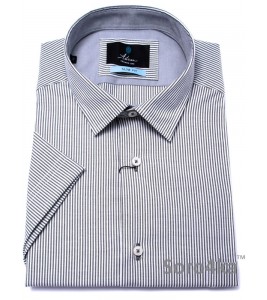 СЕРАЯ РУБАШКА В ПОЛОСКУ С КОРОТКИМ РУКАВОМ SLIM FIT ASTRON